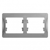 Купить Рамка Schneider Electric Glossa GSL000302 алюминий двухместная по низкой цене