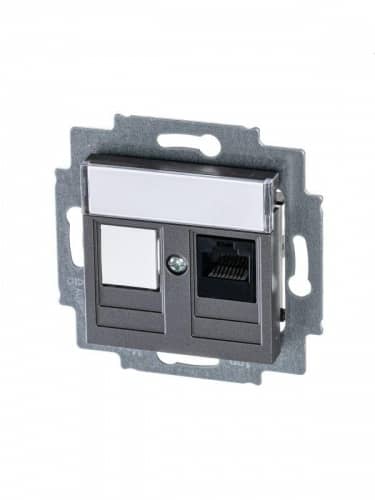 Купить Розетка компьютерная Levit RJ45 кат.5E с заглушкой сталь ABB 2CHH295117A6069 по низкой цене