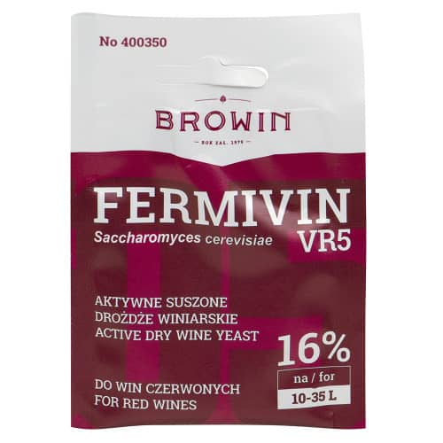 Купить Дрожжи для вина FERMICRU VR5 для красных вин крепость 15 % 7 г по низкой цене