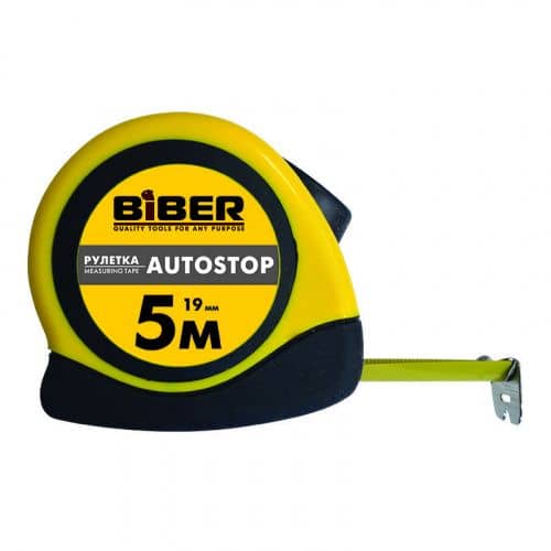 Купить Рулетка Biber AUTOSTOP, обрезиненный корпус, 25 мм х 7,5 м по низкой цене