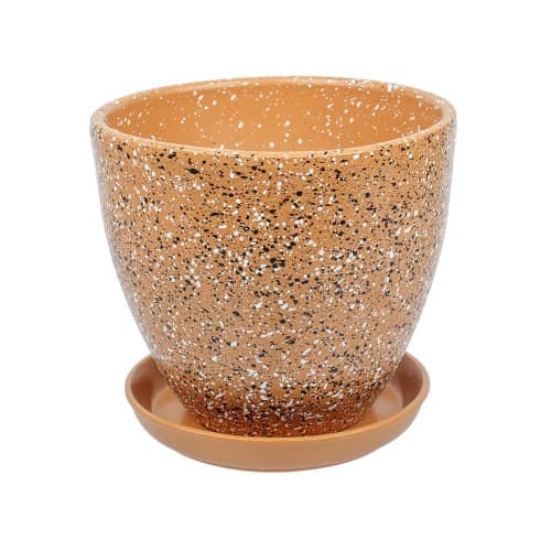 Купить Горшок керамический Терраццо с поддоном D17,5 см терракотовый по низкой цене