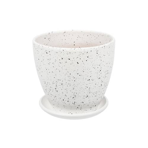 Купить Горшок керамический Терраццо с поддоном D13,5 см белый по низкой цене