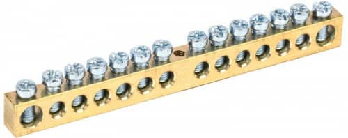 Купить Шина PEN "земля-ноль" 8х12мм 14/1 (14групп/крепеж по центру) IEK YNN20-14-100 по низкой цене