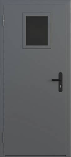 Купить Однопольная противопожарная дверь Поликом ei 30 с окном и электрозамком по низкой цене