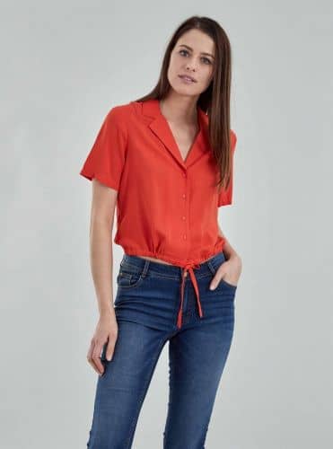 Купить Рубашка Piazza Italia с коротким рукавом, коралловая по низкой цене