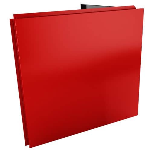 Купить Фасадная кассета Standard угловая, высота 545 мм, ширина полки 585 мм RAL3020 (транспортный красный цвет) для наружной отделки дома по низкой цене