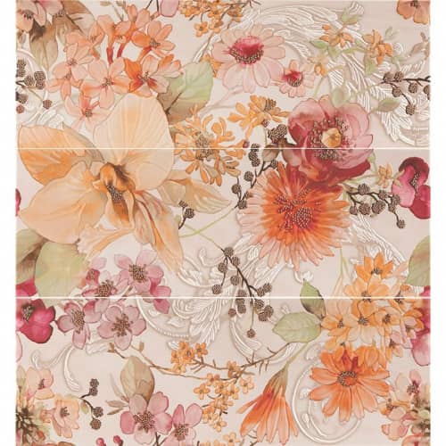Купить Плитка Estima Felicita Decor Flowers керамическая, глянцевая, 706х10х253 мм, 3 шт. по низкой цене