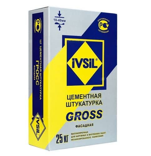 Купить Штукатурка IVSIL GROSS МН цементная фасадная 25 кг по низкой цене
