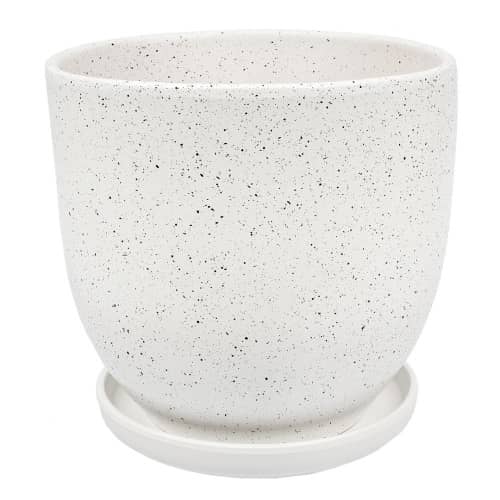 Купить Горшок керамический Терраццо с поддоном D21,5 см белый по низкой цене