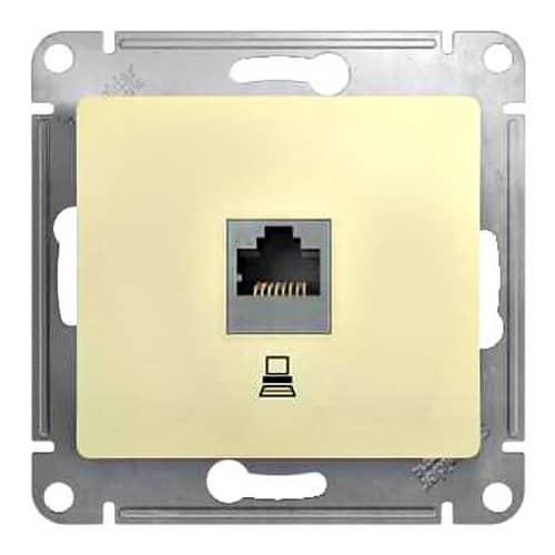 Купить Розетка компьютерная Schneider Electric Глосса без рамки бежевая по низкой цене