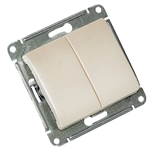 Купить Выключатель двухклавишный Schneider Electric Глосса без рамки перламутр по низкой цене