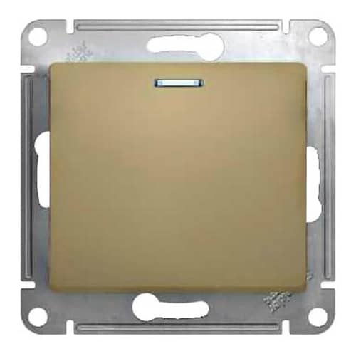 Купить Выключатель одноклавишный Schneider Electric Глосса с подсветкой без рамки титан по низкой цене