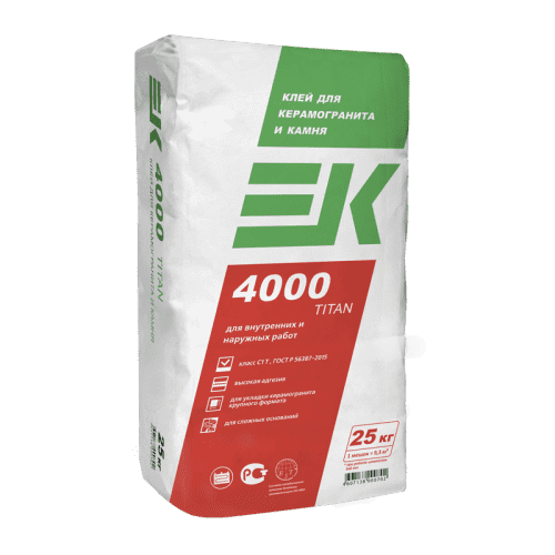 Клей ЕК 4000 Titan для керамогранита и камня 25 кг