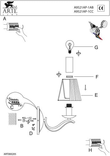 Купить Бра Arte lamp Domain A9521AP-1AB по низкой цене