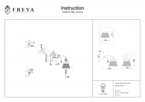 Купить Бра Freya Enrica FR2011WL-01CH по низкой цене