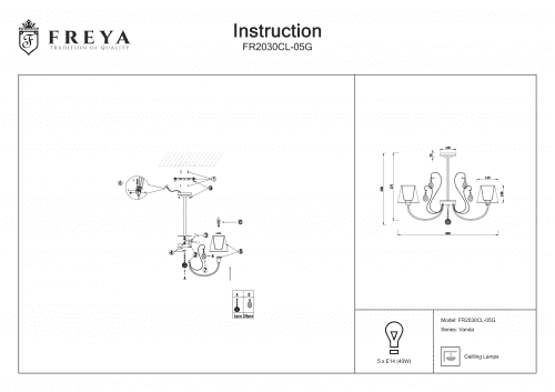 Купить Люстра Freya Vanda FR2030CL-05G потолочная по низкой цене