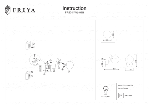 Купить Бра Freya Paolina FR5011WL-01B по низкой цене