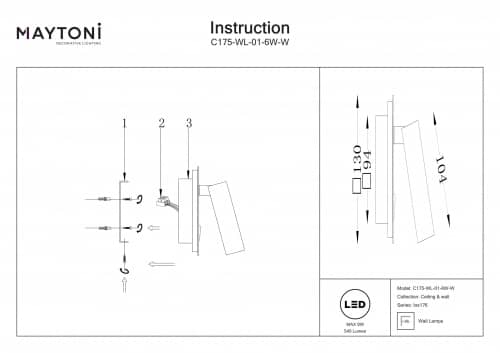 Купить Бра Maytoni Los 176 C175-WL-01-6W-W по низкой цене