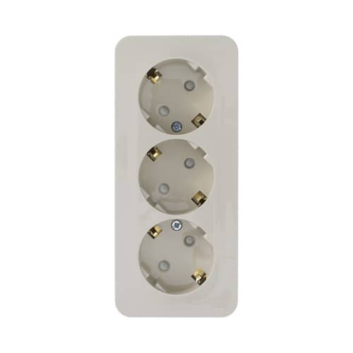 Купить Розетка тройная Schneider Electric Бланка с заземлением бежевая по низкой цене