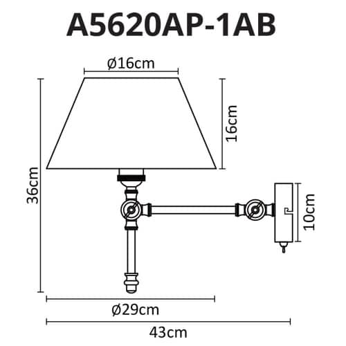 Купить Бра Arte lamp настенный A5620AP-1AB по низкой цене
