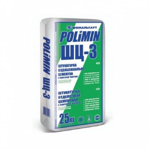 Купить Штукатурка Polimin отделочная цементная с фактурой Шагрень 25 кг по низкой цене