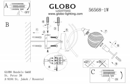 Купить Спот Globo Aila с прозрачным 56568-1W по низкой цене