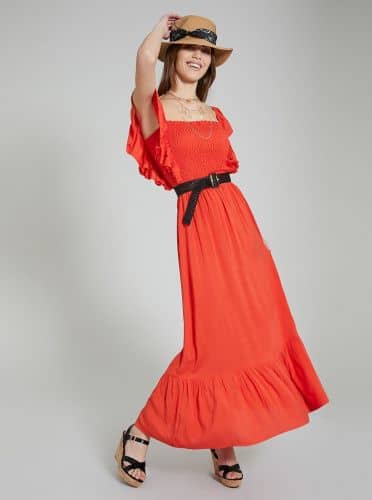 Купить Платье Piazza Italia длинное, коралловое по низкой цене