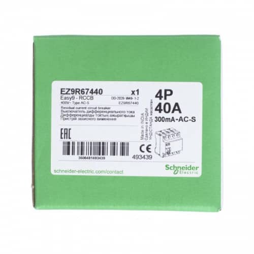 Купить Выключатель дифференциального тока селективный ВДТ EASY9 (УЗО) 4П 40А 300мА AC-S 400В SchE EZ9R67440 по низкой цене