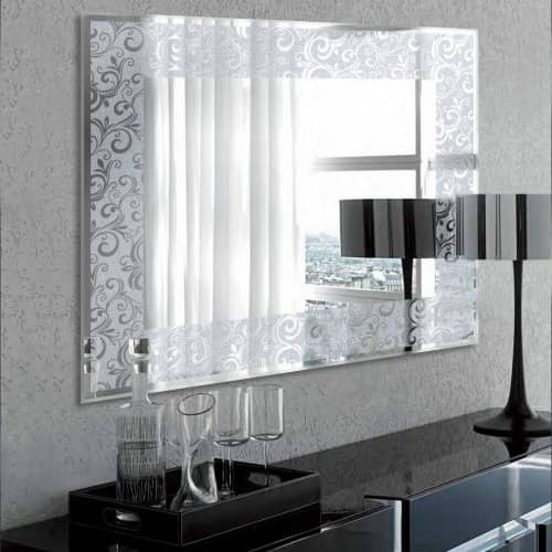 Купить Зеркало Санакс с серебряным орнаментом, с полкой 500 мм, 518х730 мм, 46801p по низкой цене