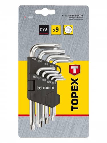 Купить Ключи TOPEX звездочки, TS10-50, СR-V, звезда, 5 лучей, пятигранники, 9 шт по низкой цене