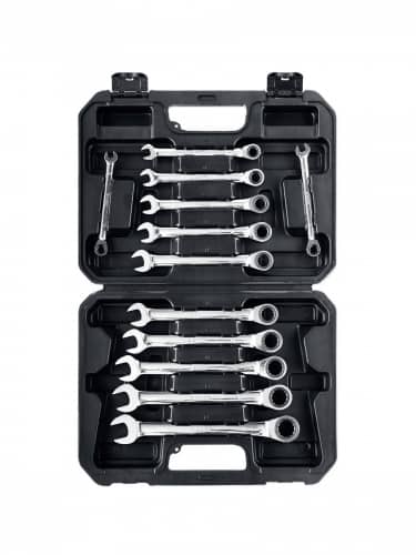 Купить Набор ключей ЗУБР гаечных комбинированных трещоточных, хромированный, 8-19 мм, 12 шт 27073-H12 по низкой цене