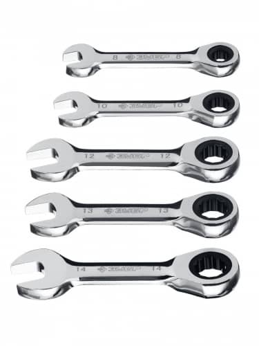 Купить Набор ключей ЗУБР гаечных комбинированных трещоточных, хромированный, 5 шт, 8-14 мм, 27103-H5 по низкой цене