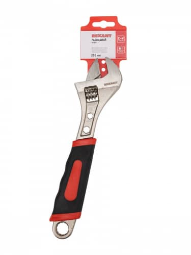Купить Ключ Rexant разводной из высокоуглеродистой стали с усиленными двухкомпонентными рукоятками 250 мм по низкой цене
