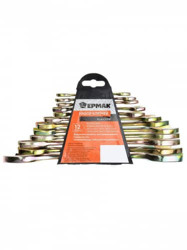 Купить Набор ключей Ермак рожковых, желтый цинк, пластик холдер, 12 шт, 8x10-30x32 мм по низкой цене