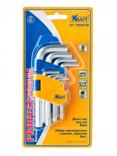Купить Набор ключей KRAFT торцевых шестигранных Г-образных, короткие, 9 шт по низкой цене
