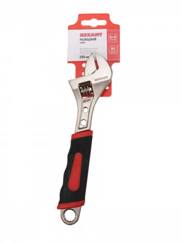 Купить Ключ Rexant разводной из высокоуглеродистой стали с усиленными двухкомпонентными рукоятками 200 мм по низкой цене