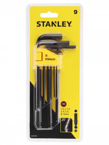 Купить Комплект ключей Stanley шестигранных ключей с шаровидным наконечником 1,5 - 10 мм 0-69-256 9 шт по низкой цене
