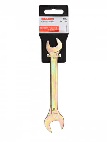 Купить Ключ Rexant универсальный гаечный рожковый, для монтажа и демонтажа + покрытие желтым цинком 13х17 мм по низкой цене