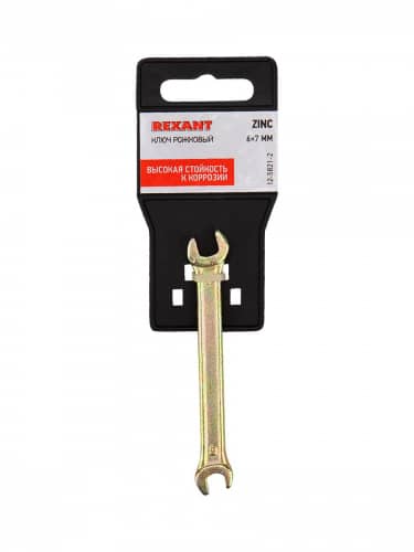 Купить Ключ Rexant универсальный гаечный рожковый, для монтажа и демонтажа + покрытие желтым цинком 6х7 мм по низкой цене