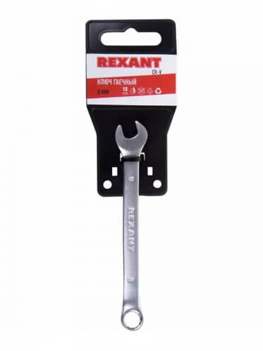 Купить Ключ Rexant комбинированный, для монтажа/демонтажа резьбовых соединений 12 граней 8 мм по низкой цене