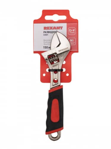 Купить Ключ Rexant разводной из высокоуглеродистой стали с усиленными двухкомпонентными рукоятками 150 мм по низкой цене