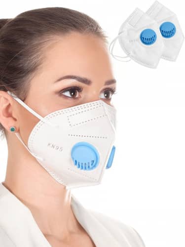 Купить Респиратор KN95 FFP 2 2 два клапана, многоразовый, 5 слоёв защиты, голубой, 2 шт по низкой цене