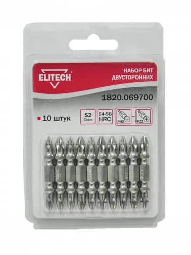 набор бит elitech 1820.069700 ph;pz двусторонних 10 шт Купить Набор бит ELITECH 1820.069700 PH;PZ двусторонних 10 шт по низкой цене