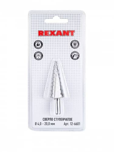 Купить Сверло Rexant ступенчатое по жести, из быстрорежущей инструментальной стали, 4-20 мм по низкой цене