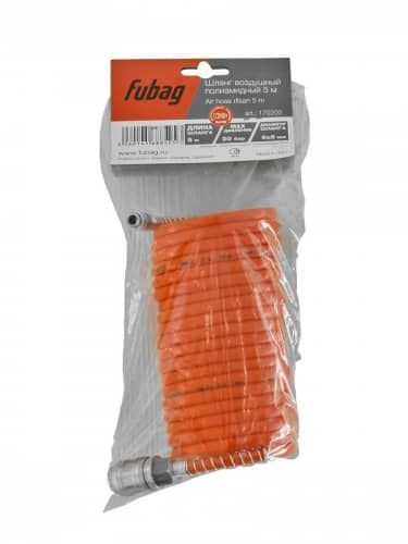 Купить Шланг Fubag спиральный с фитингами рапид химически стойкий полиамидный рилсан 20 бар 6x8 мм 5 м по низкой цене