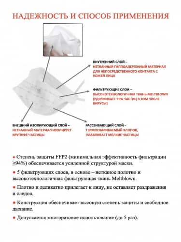 Купить Респиратор НРЗ-1102 многоразовый, высокой степени защиты FFP2, не медицинский, аналог 3 М, 2 шт по низкой цене