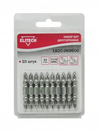 набор бит elitech 1820.069600 ph двусторонних 10 шт Купить Набор бит ELITECH 1820.069600 PH двусторонних 10 шт по низкой цене