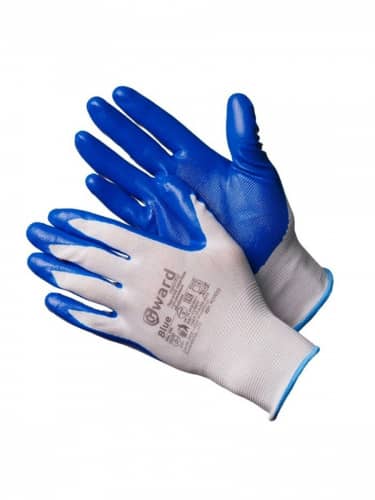 Купить Перчатки Gward из белого нейлона с синим нитриловым покрытием, 6 пар, размер 9L по низкой цене
