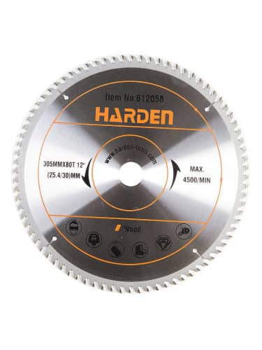 Купить Диск HARDEN пильный по дереву, Т твердосплавная пластина YG6, 254х80, 20/16х80 по низкой цене