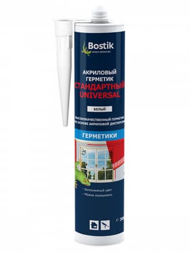 Купить Герметик Bostik Universal Акриловый Стандартный белый 300 мл по низкой цене
